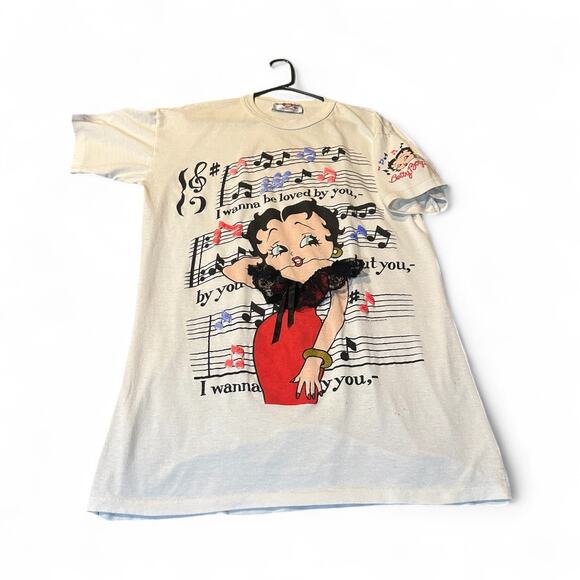 Vintage 1994 Single Stitched Betty Boop Intimates T-shirt One Size Rare Music - Picture 4 of 7